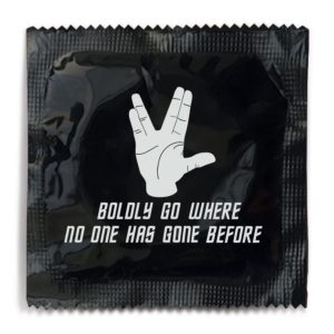 Star Trek boldly go where no one has gone before funny condom